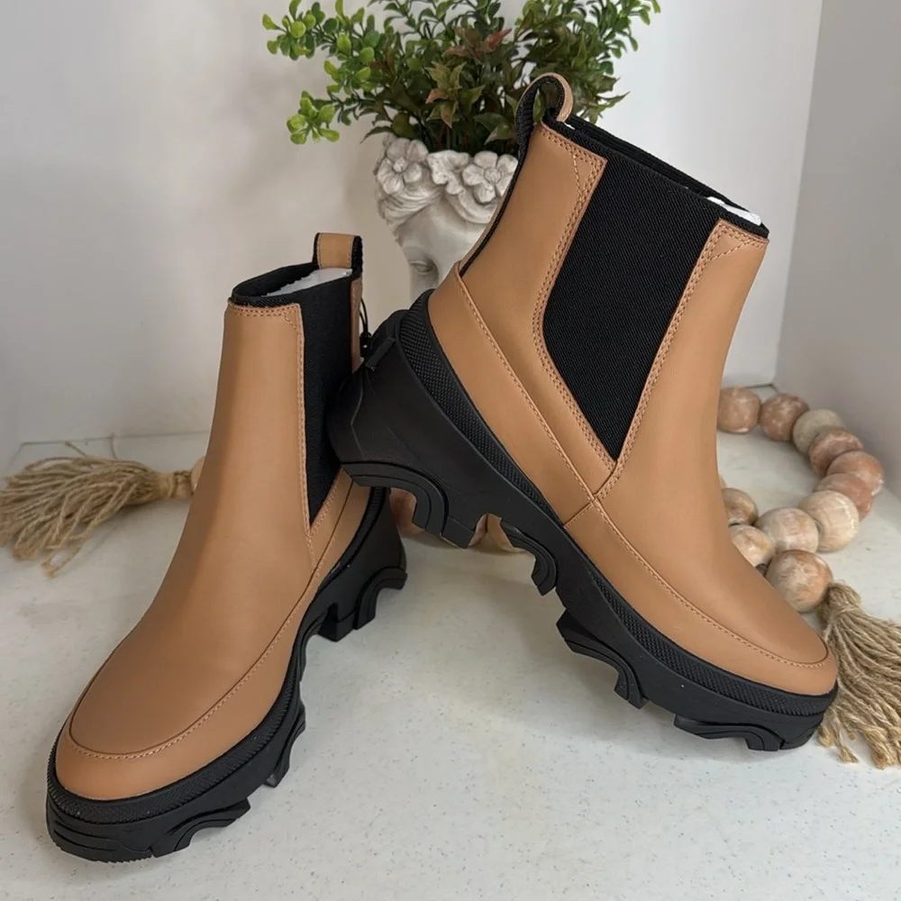 SOREL BREX WATERPROOF HI LINE CHELSEA BOOT SIZE 8.5 Tawny Buff,Black